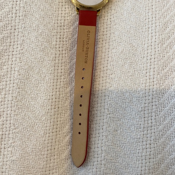 Olivia Burton gold small face watch red leather NEW - Picture 4 of 8